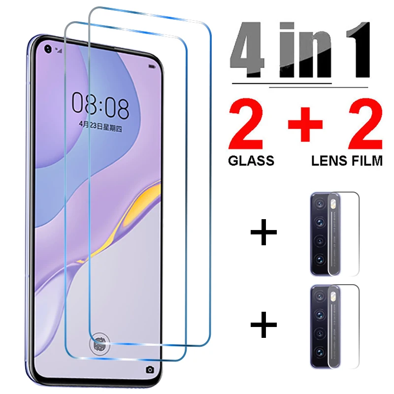 

4in1 Screen Glass For Huawei P40 P30 P20 Lite P Smart 2021 Z Screen Protector For Huawei Mate 20 30 10 Lite Y9a Y7a Y8S Glass