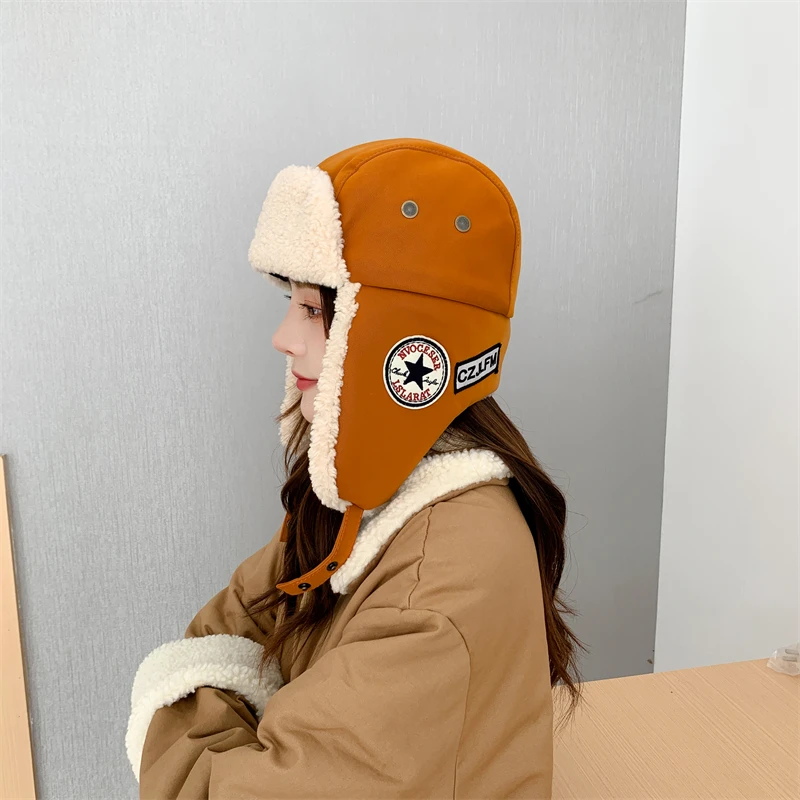 

Женская Кожаная Шапка-авиатор, зимняя теплая шапка-ушанка унисекс, утепленная русская Лыжная шапка для велоспорта