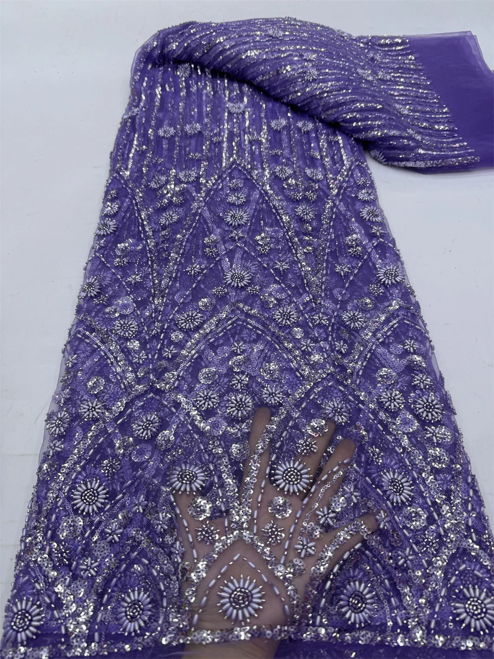 Роскошная африканская сетчатая кружевная ткань для шитья нигерийская тюль с