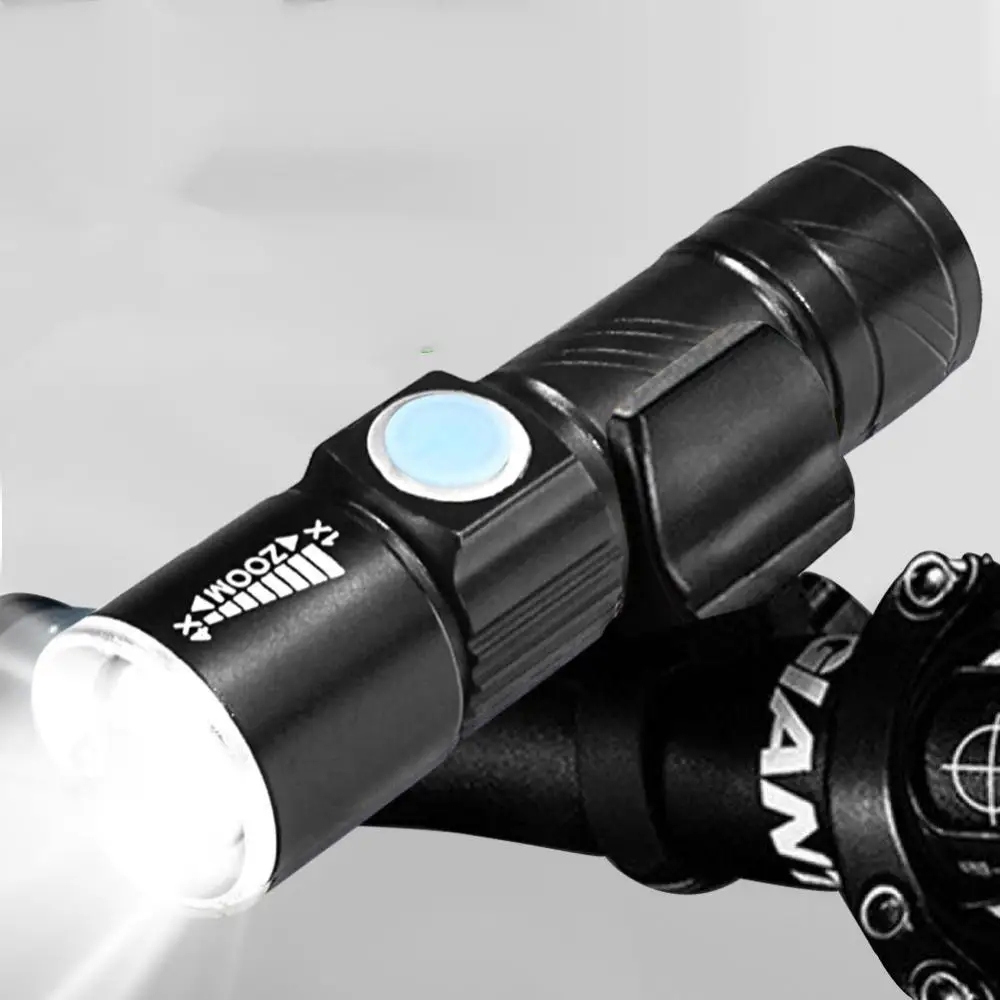 

USB Charging Flashlight Mini T6 Glare Flashlight Bike Bicycle Light Rear Light Holder LED Waterproof Super Bright Zoom Camp