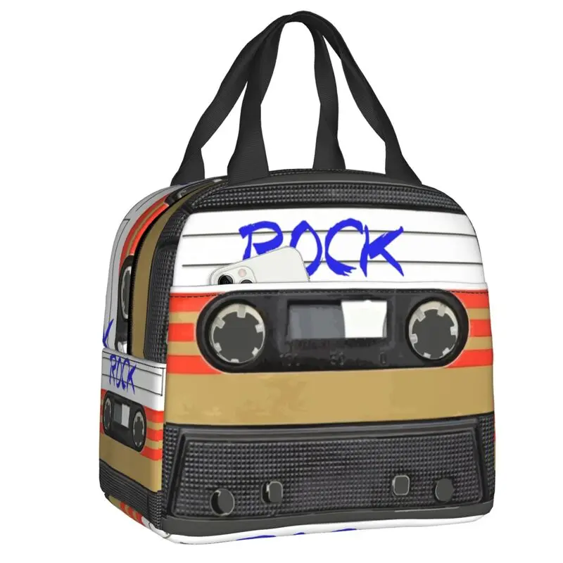 

Rock And Roll Music Cassette Thermal Insulated Lunch Bags Music Lover Portable Lunch Container for Kids Multifunction Food Box