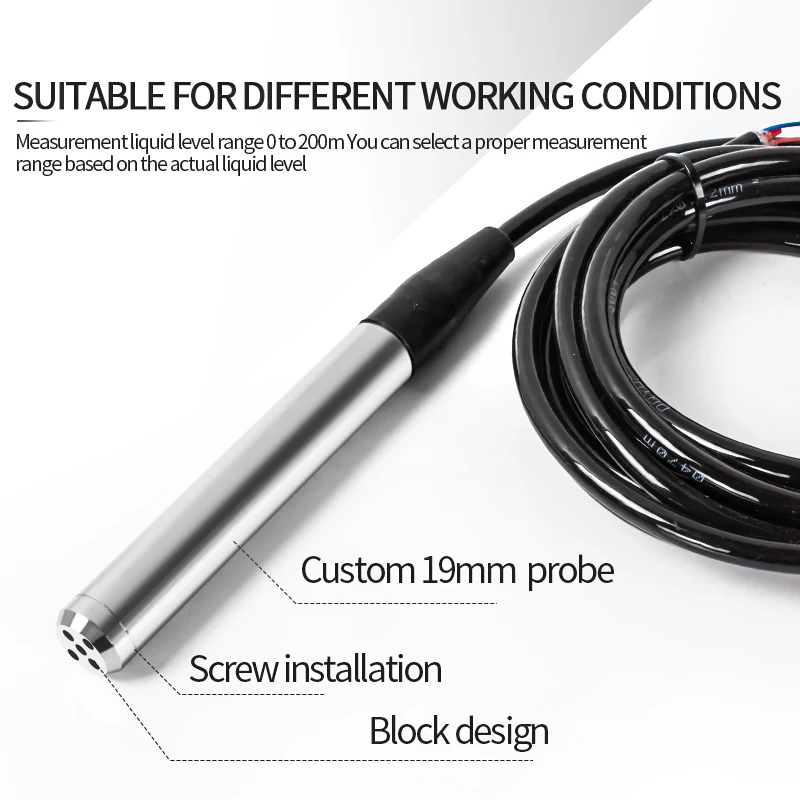 

Датчик уровня резервуара для воды с 5 м, 10 м диапазоном, инструменты для определения уровня из нержавеющей стали 304, 4-20 мА, 0-10 В, RS485 выходной датчик уровня