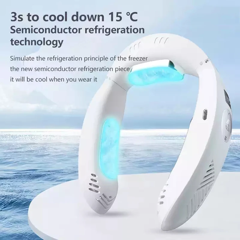 

Портативный мини-вентилятор для массажа шеи, кондиционер, умный термостат двойного назначения, безлистный, охлаждающий и согревающий инструмент