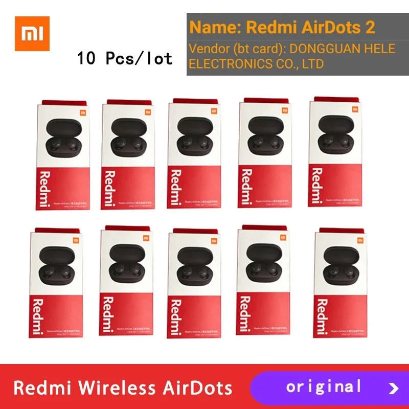 

Оригинальные наушники Xiaomi Redmi Airdots 2 10 шт./лот, настоящие беспроводные наушники Bluetooth 5,0, шумоподавление, гарнитура с микрофоном Tws