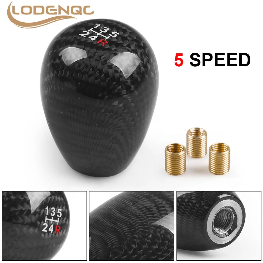 

Lodenqc Racing Real Carbon Fiber Gear Shift Knob Manual 5 SPEED Shift Knob 57MM Stick Shifter Lever Knob BX102005