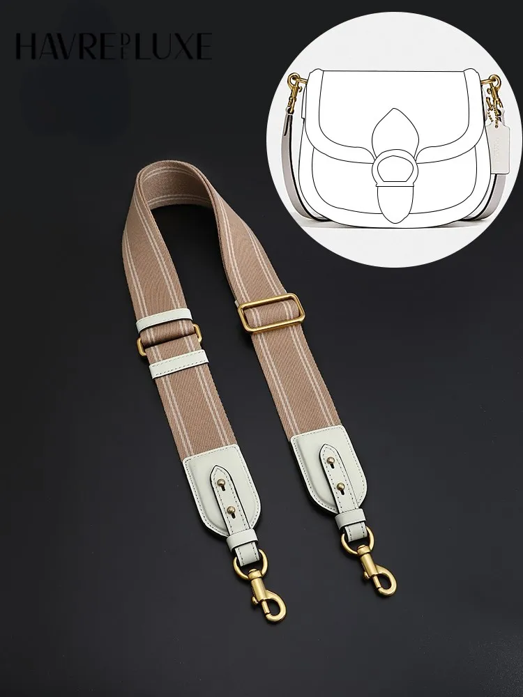 Adjustable printing saddle bag replacement wide shoulder strap canvas splicing leather bag with accessories single buy