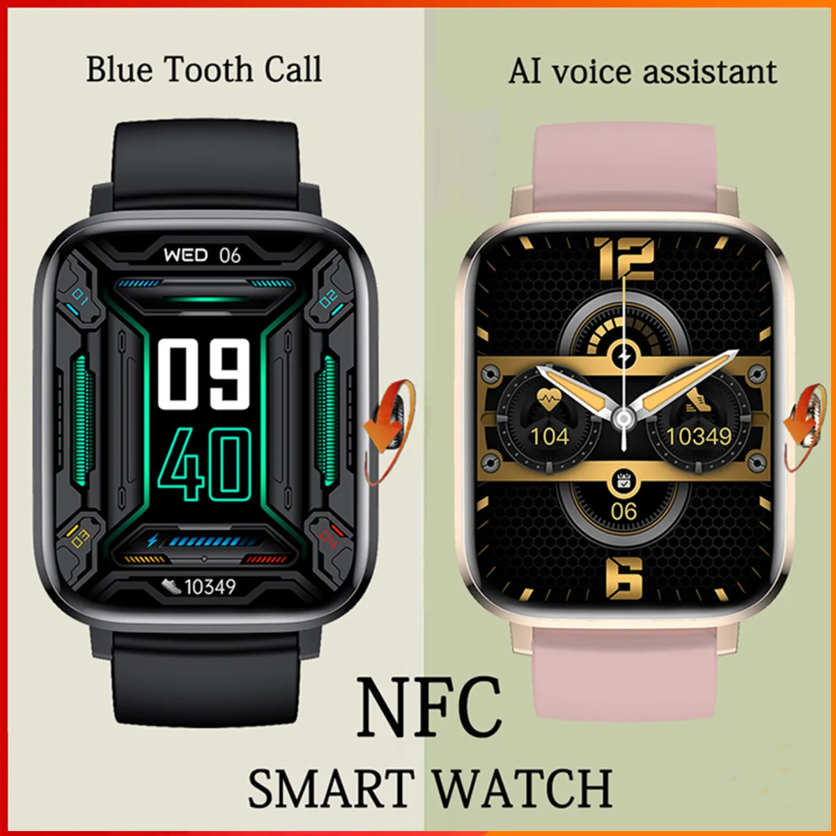 

New 1.85 Men Blue Tooth Call AI Voice Assistant Smart Watch Heartrate Testing Sports Fitness Tracker NFC Music Women Smartwatch