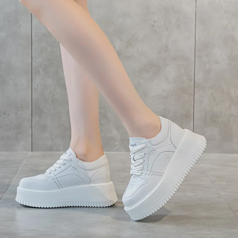 Роскошные модные женские кроссовки CLAIAMI на толстой подошве кожаная обувь со