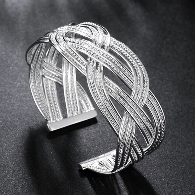 925 серебряный плетеный браслет для женщин модные ювелирные изделия