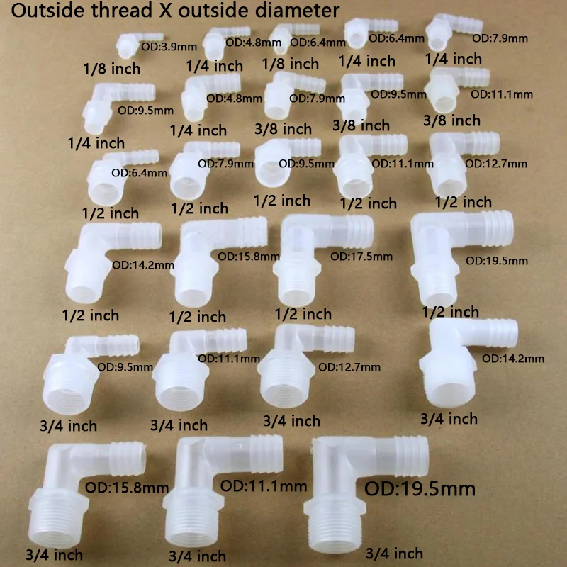 NuoNuoWell 1/8~3/8 To 3.9-11.1mm PP Pagoda Elbow Connectors Aquarium Fish Tank Fittings Air Pump Aerator Hose Joints 1 Pcs |