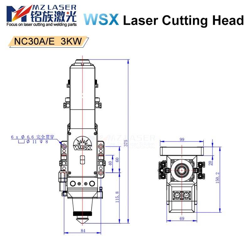 Режущая головка Mingla ser WSX NC30E/A 3000 Вт FC La для волоконной машины резки лазера с