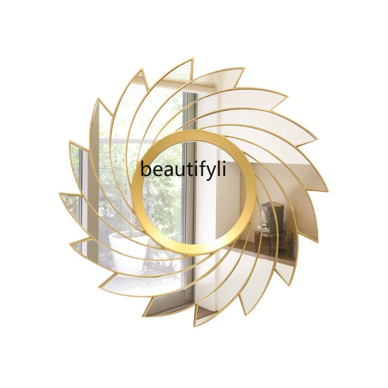 

yj European Sunglasses round Decorative Mirror Dining Room/Living Room Background Wall Decoration Home Console Mirror