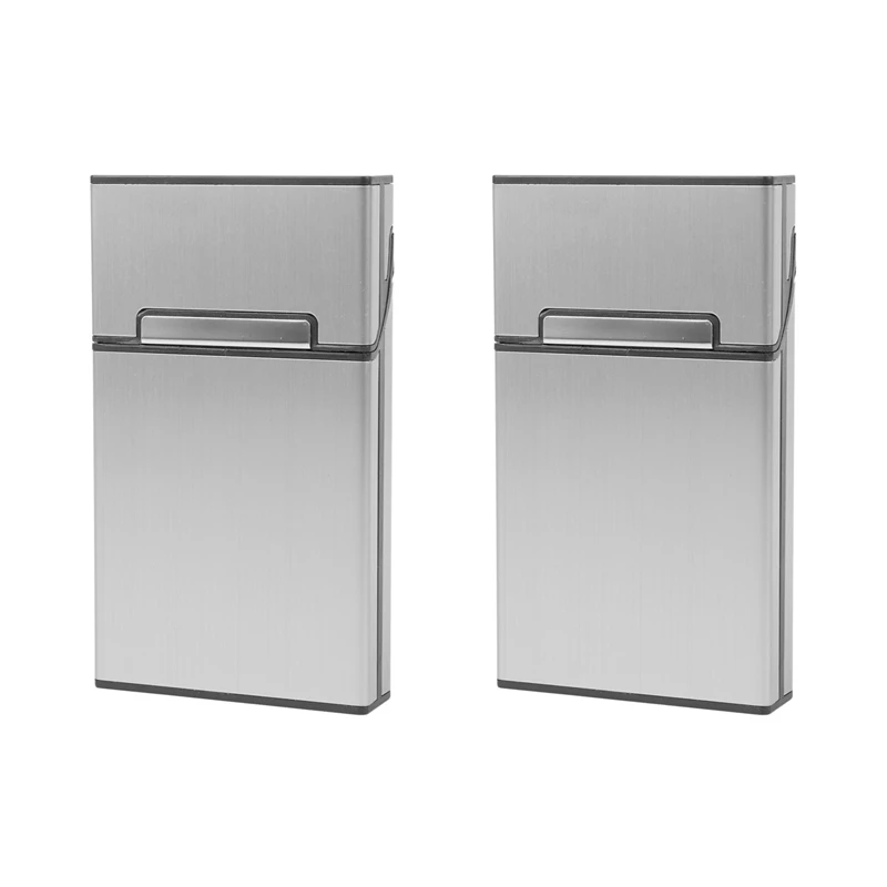 

2X Pipes Creative Personality Cigaret Case Slim Metal Cigarette Box Gift Box Women Cigarette Holder(Silver)