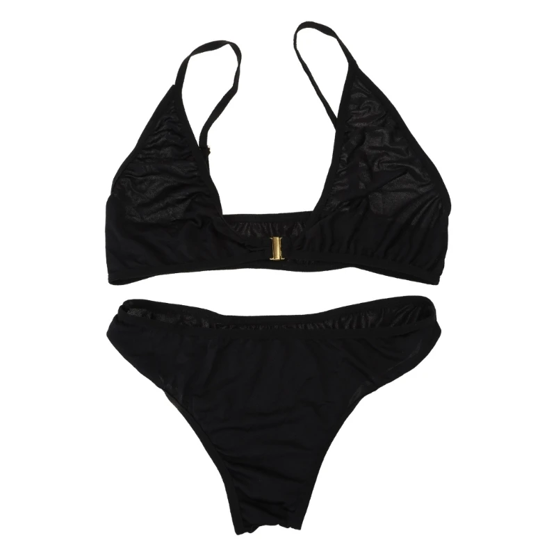 

Women Solid Color Low Waist for TRIANGLE Thong Swimwear 2 Piece Bathing