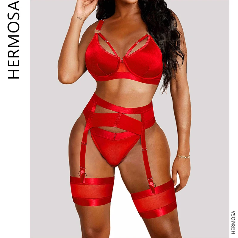 Подвязки для женщин Hermosa сексуальное кружевное белье комплект нижнего белья из 4