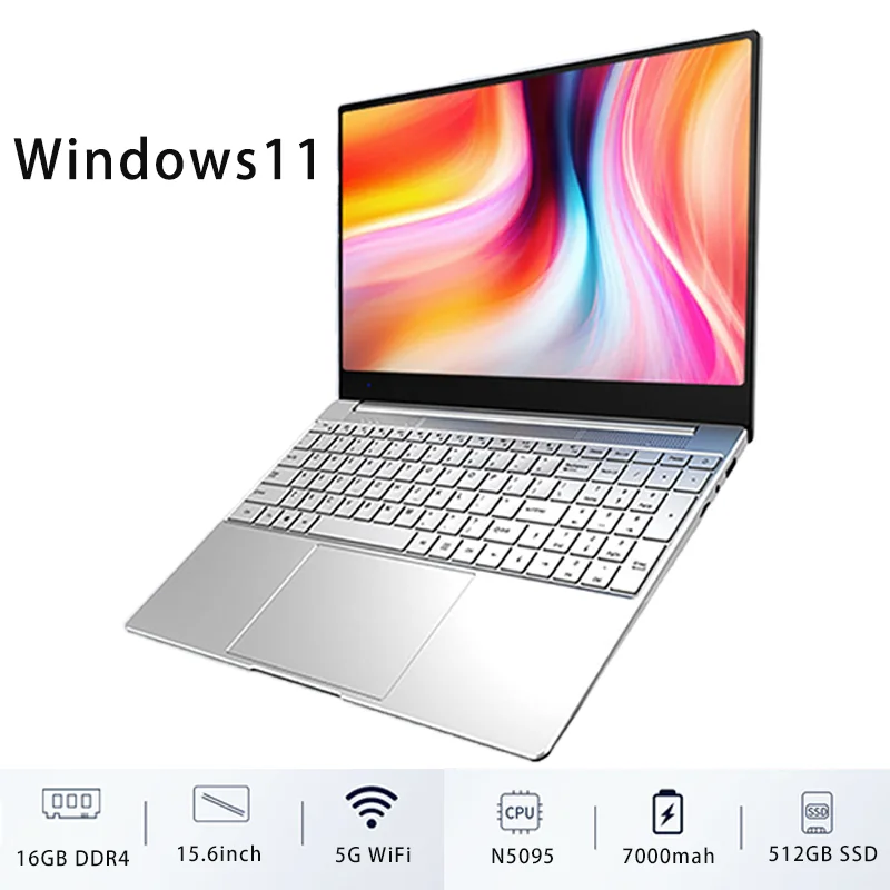 Оперативная память 16GB-DDR4 15 6 дюймов FHD дешевый ноутбук Windows11 Intel Celeron N5095 128G-ТБ SSD