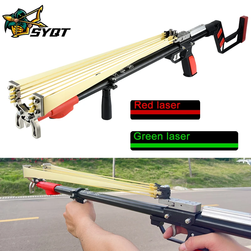 

TTF Long Rod Slingshot Telescopic Folding Slingshot Metal Precision Catapult Kit Laser Scope Bow Shooting Hunting Set