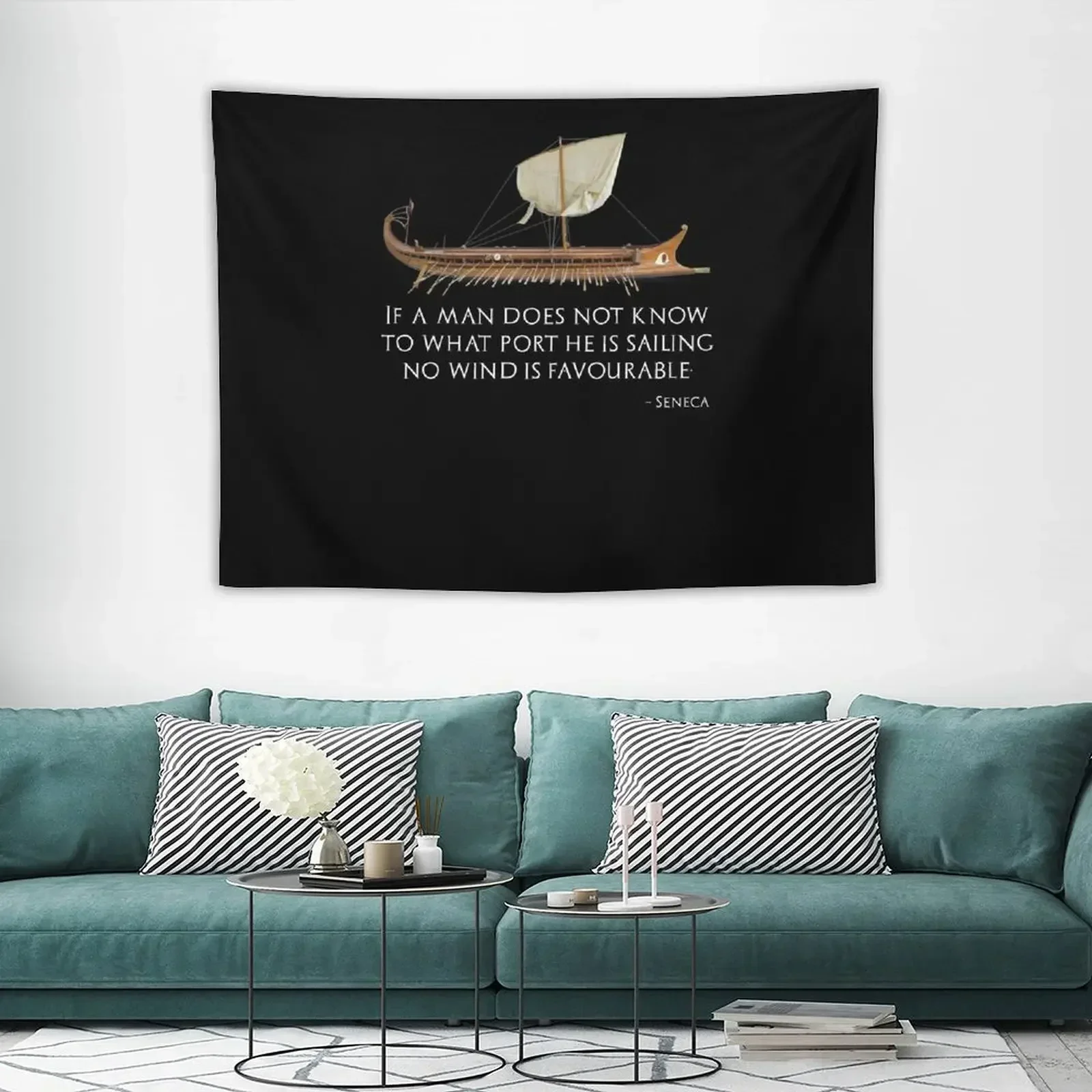 Если мужчина знает не покупать порт он парус ветер пользуется - Гобелен Seneca the Younger