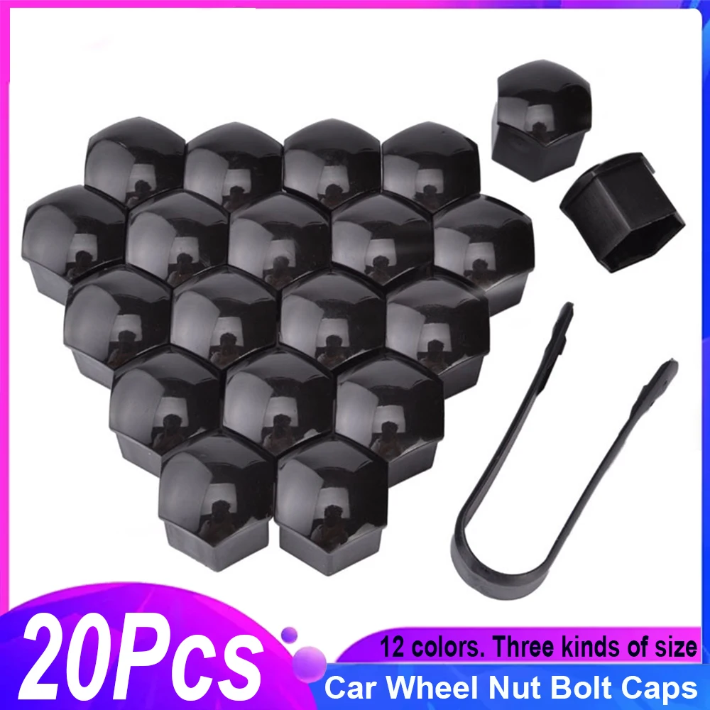 

20pcs 17mm 19mm 21mm Wheel Nut Bolt Head Cover Cap Protective Bolt Caps Exterior Decoration Protecting Bolt Rims Silver Car Trim