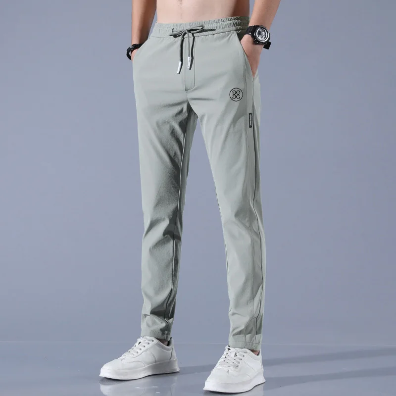 Malbon Summer 2023 New Men's Golf Pants High Quality Spandex Fashion Casual Breathable Drawstring Thin Pants