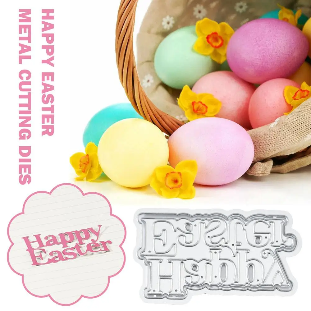 

Happy Easter Metal Cutting Dies Stamps Stencil Hot Template Card Foil Diary Greeting Decoration Handmad Diy Embossing Scrap Z7E5