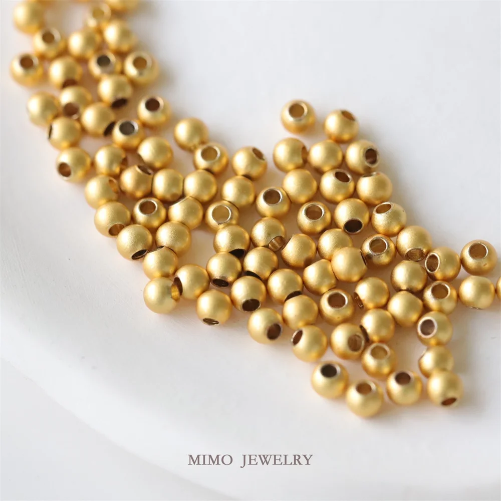 

MIMO JEWELRY Copper plated real gold matte surface round beads 2-6mm gold beads spacer beads beads loose beads DIY accessories