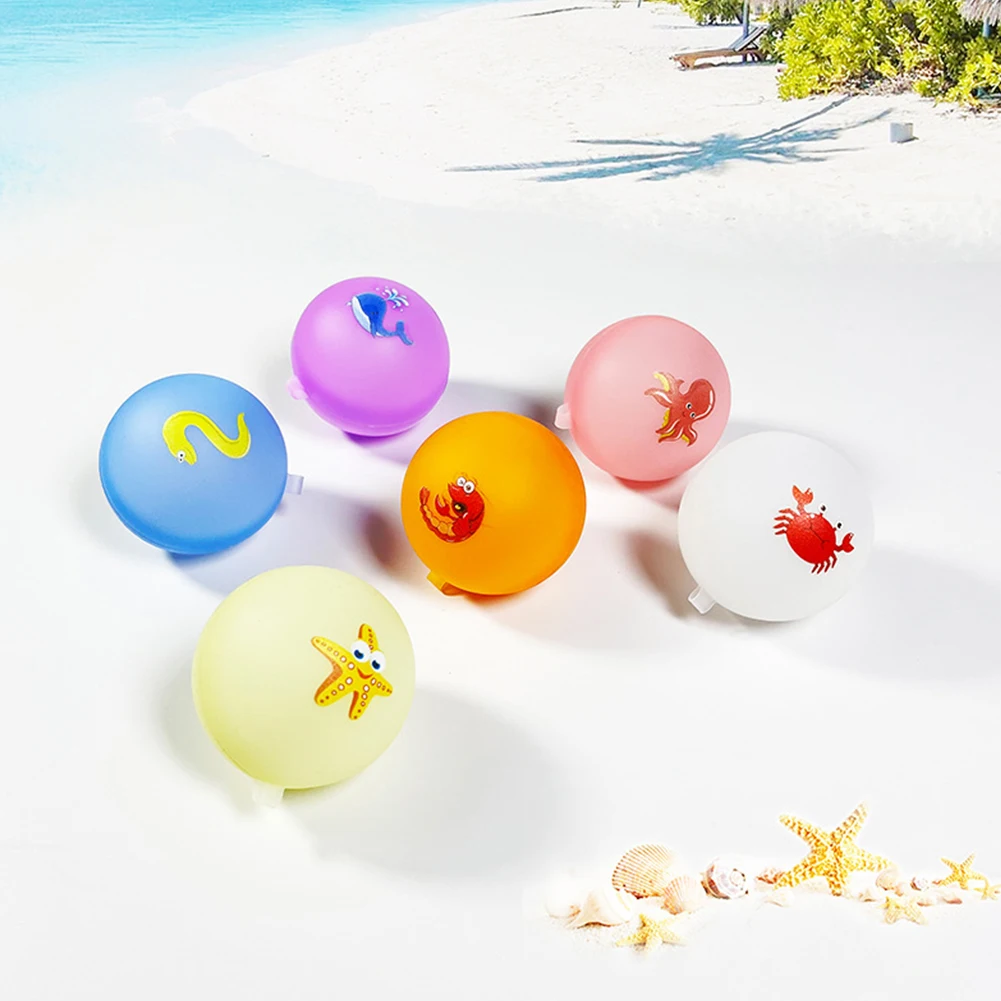 

10xCute Cartoon Pattern Reusable Water Fighting Balls Adults Kids Summer Swimming Pool Silicone Water Playing Bomb Balloons Toys