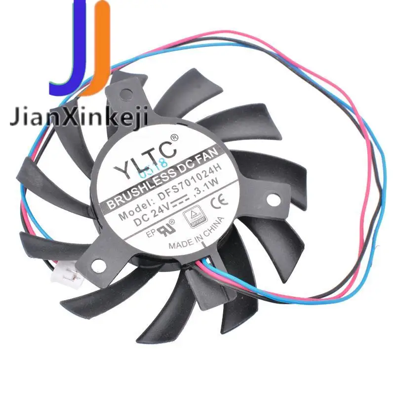 

DFS701024H 24V 3.1W Diameter 65mm, hole pitch 40mm, 3 wires, cooling fan for graphics card
