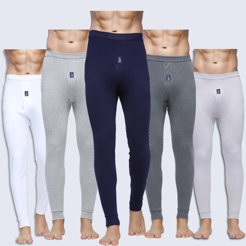 New Winter Antumn Thermal Underwear Mens Thermal Trousers Solid Warm Long Johns Cotton Leggings Pants Male Loose Thermo Bottoms