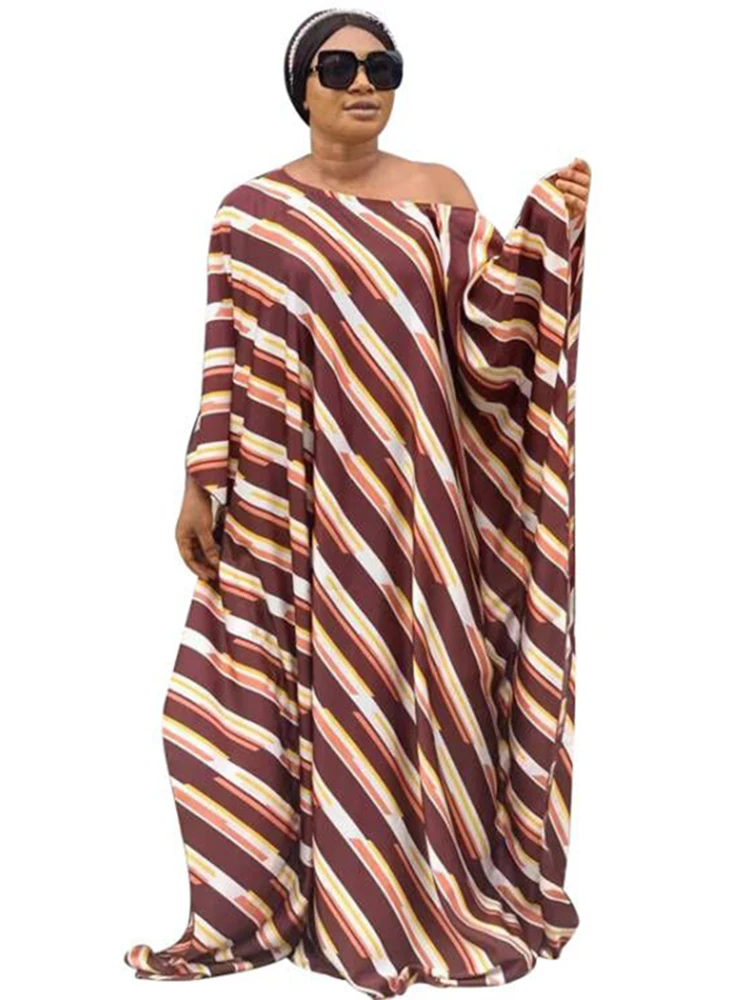 

Robes African Maxi Dress Women Batwing Sleeve Loose Boubou Africa Clothing Fashion New Striped Print Long African Dress Vestidos