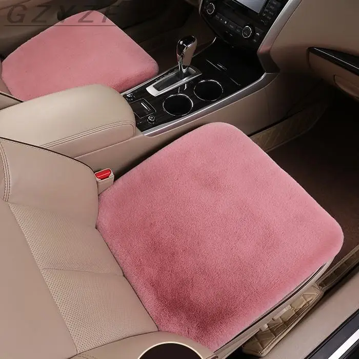 Зимняя плюшевая подушка для автомобильного сиденья из кроличьего меха зимняя