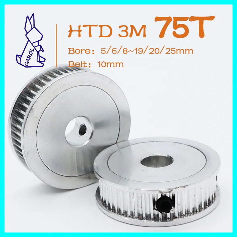 HTD 3M 75 зубьев шкив диаметр шкива ГРМ 5/6/8 ~ 22/25/40 мм HTD3M 75T ширина ремня 10/15 синхронные