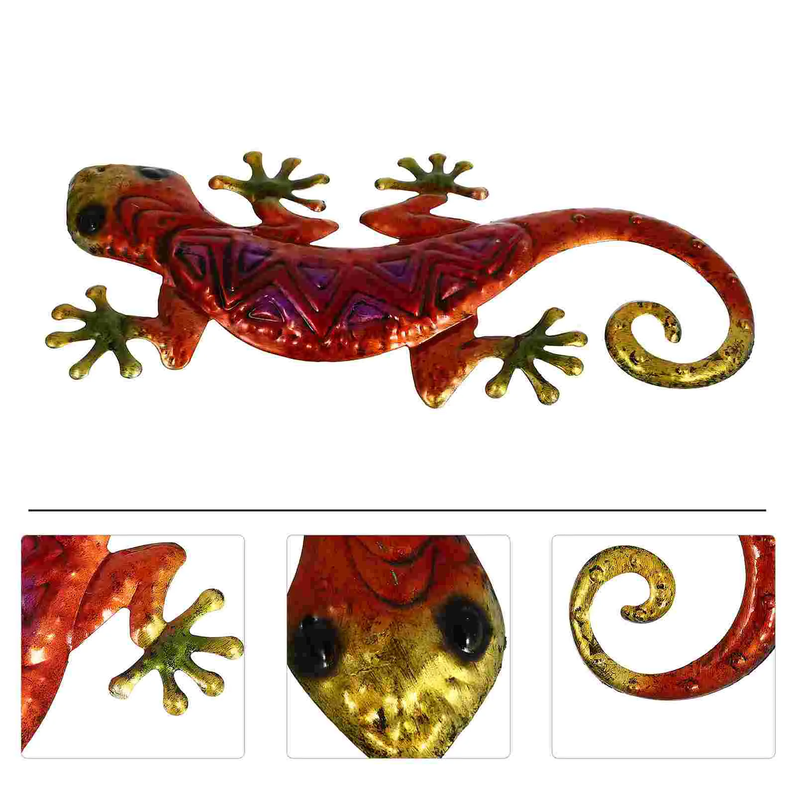 

Retro Toys Gecko Pendant Colorful Adornment Mural 28X11CM Craft Iron Statue