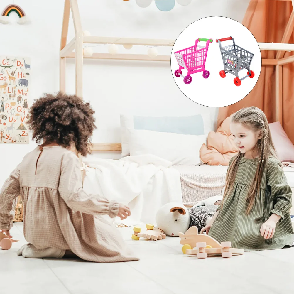 

2 Sets Children Grocery Cart Mini Shopping Cart Trolley Toy for Kid Children