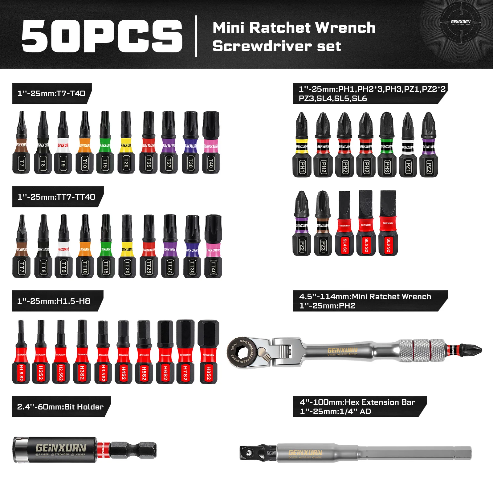 

Набор мини-отверток Geinxurn из хромованадиевой стали