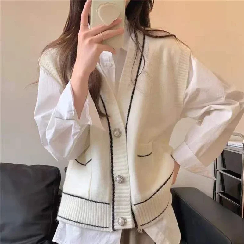 Белоснежные вязаные топы для женщин зимний женский свитер на пуговицах с