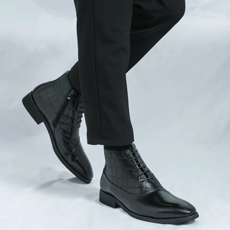 Роскошные мужские ботинки удобная кожаная обувь для успешного костюма