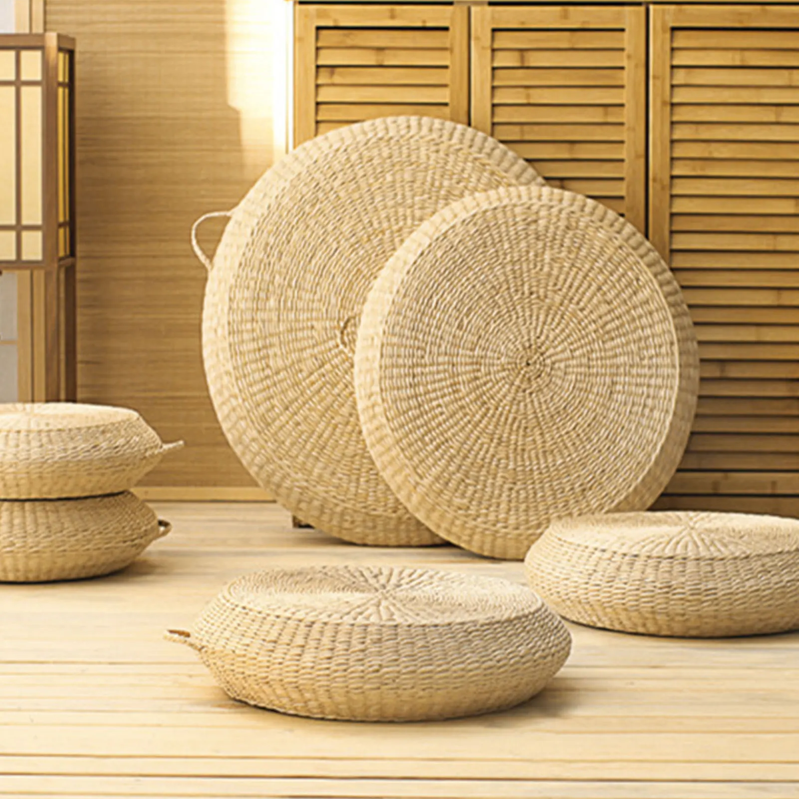 

45/50/60cm Tatami Mat Woven Straw Cushion Round Yoga Circle High-quality Natural Cattail Mat Floor Cushions Chair Cushion