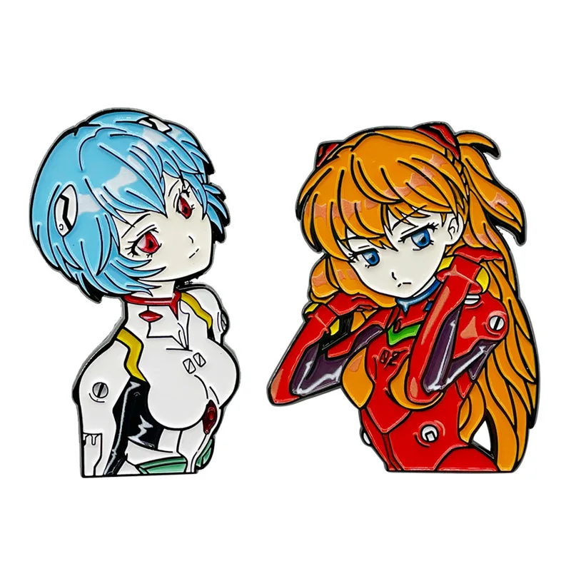 Neon Genesis Evangelion Enamel Pins Collect EVA-01 Ayanami Rei And Asuka Langley Soryu Metal Cartoon Brooch Backpack Lapel Badge images - 6