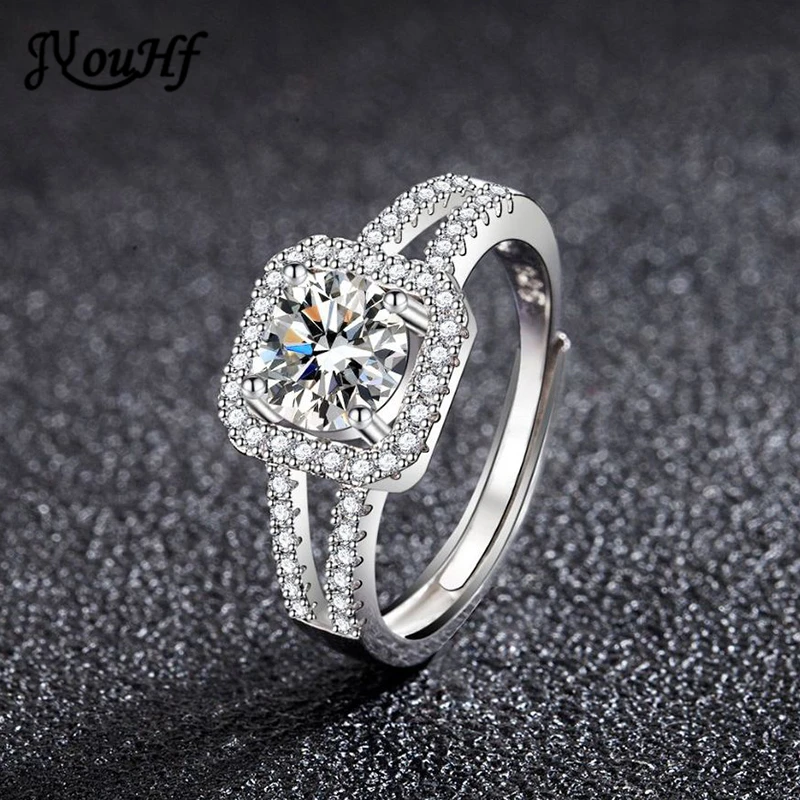 

Fashion 925 Sterling Silver Women Ring Luxury High Quality Square Zircon Crystal Female Rings Wedding Party Silver Jewelry Gift