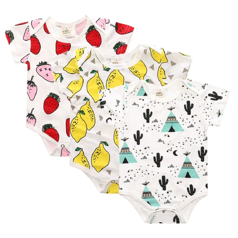 

3Pcs/Lot 2022 Summer Newborn Baby Boys Girls Fruit Romper Pajamas Outfit Clothes Short Sleeve Pineapple Cotton Toddler Jumpsuit