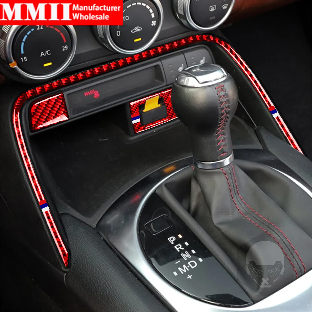 

For Mazda MX-5 Miata MX5 Roadster ND 2016+ Carbon Fiber Stickers USB Panel Center Console Strips Set Interior Car Accessories