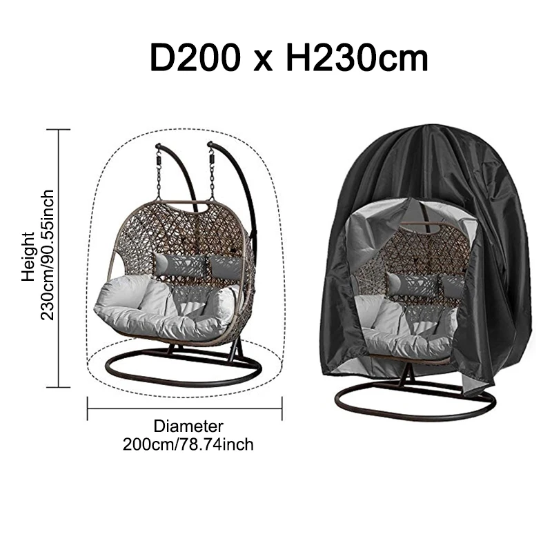 

Чехол на стул-яйцо, защита для мебели, водонепроницаемый с застежкой-молнией от дождя, ржавчины, прочный, анти-УФ-ветрозащитный, подвесной, качели для сада