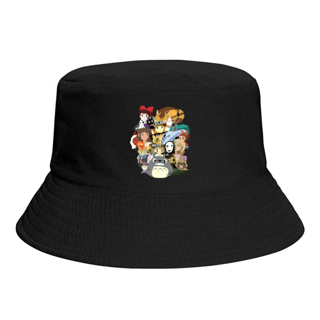 

Summer Unisex Leisure Bucket Hat Mitazaji Collage Women Men Fishing Fisherman Hat Studio Ghibli Japanese Anime Outdoor Cap
