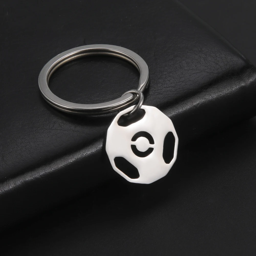 

Stainless Steel Keychain Round Hollow Football Pendant Sporty Style Car Bag Keyring for Women Men Jewelry Birthday Amulet Gifts