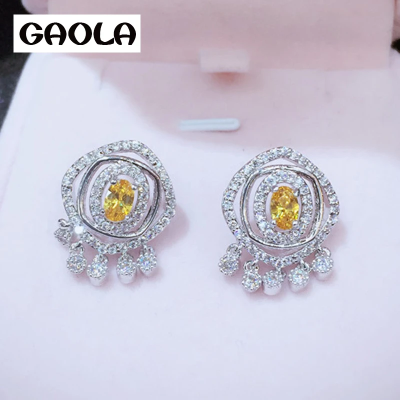 

GAOLA Silver Color Flower Women Cubic Zirconia stud Earrings GLE5372Y