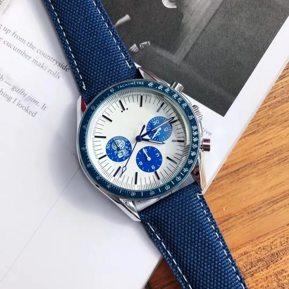 

2023 New Luxury Brand Men's Multifunctional Six Needle Chronograph Fashion Nylon Strap 42mm Sports Waterproof Quartz Watch AAA