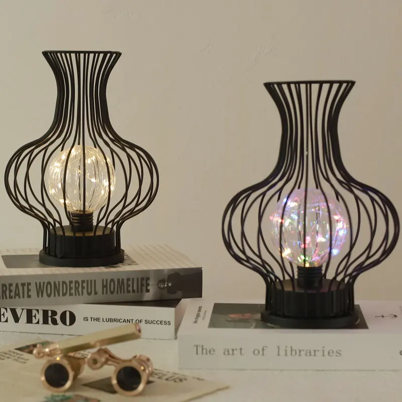 

LED Wrought Iron Vase Furniture Decorative Lighting Living Room Bedroom Study Personality Creative Simple Night Light