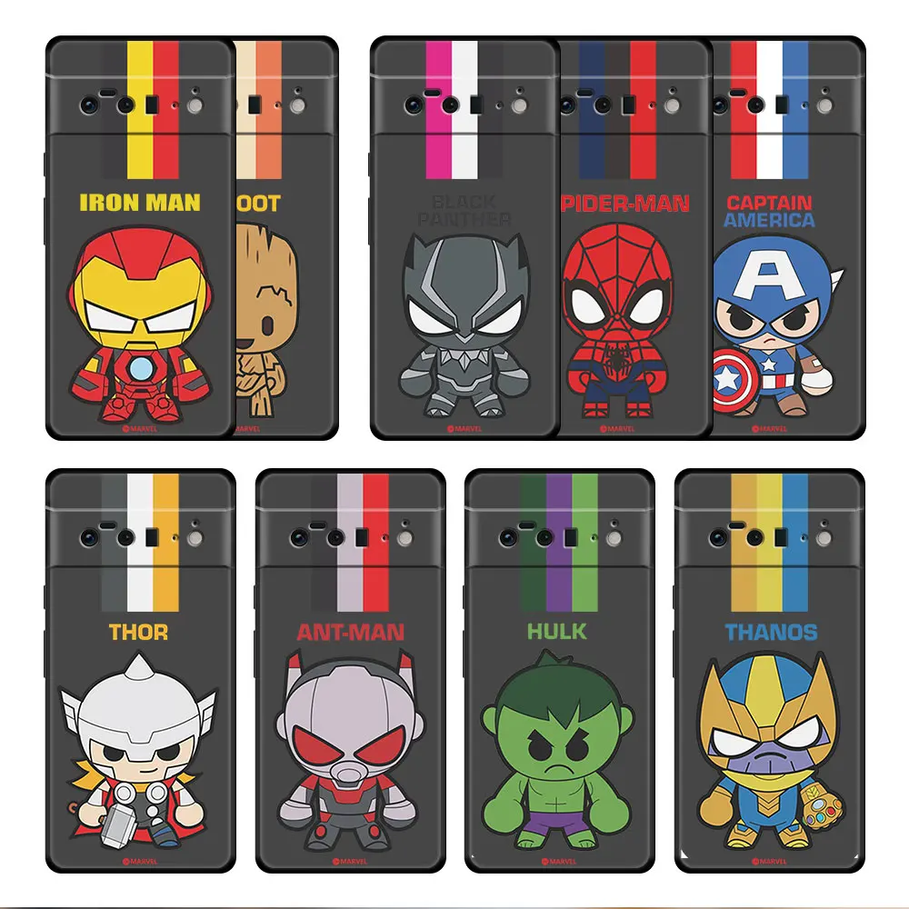 

Case for Google Pixel 3 5G 4a 4 XL 5 6 Pro 5a 4XL Pixel4 4G 6Pro Soft Cute Marvel Hero Stlye Cell Official Silicone