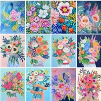 ruopoty coloring by number flowers kits painting by number landscape diy frame modern drawing on canvas handpainted art gift